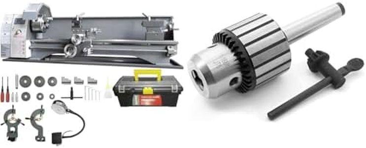 VEVOR 8.3" x 29.5" 750W Metal Lathe + WEN 5/8" Keyed Drill Chuck with MT2 Arbor Taper