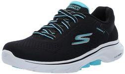 Skechers Women's Go 7-Cosmic Waves Athletic Walking Sneaker, Black/Turquoise, 9