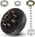 Trailer Brake Drum Kit, 8-Hole, 6.5" Bolt Circle Brake Drum for 7000 lb Axles, Replacement Brake Hub Drum Assembly for Rvs, Trailer and Semi Truck