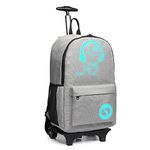 Kono Children's Rolling Backpacks Anime Luminous Rucksack with Wheels Waterproof Trolly Cabin Bag 25L Laptop Backpack for Teens Boys Girls (Grey)