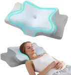 Hansleep 4.7/5.5" H Adjustable Cervical Pillow for Neck Pain, Ergonomic Memory Foam Neck Pillow for Sleeping with Pillowcase, Orthopedic Contour Neck Pillow for Side Back Stomach Sleeper, Blue