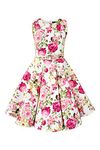 BlackButterfly Kids 'Audrey' Vintage Divinity 50's Girls Dress (Ivory Pink Floral, 9-10 Years)