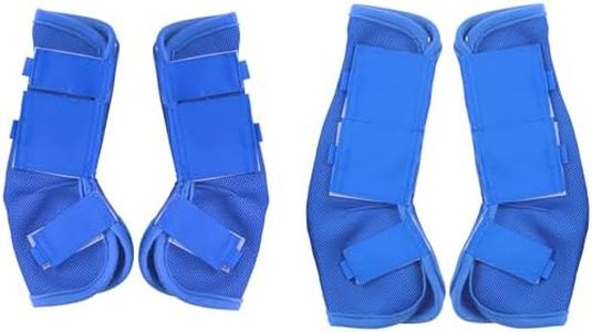LEAFOREST Horse Fly Boots Set of 4 - Non Slip Leg Protection for Donkey Mini Pony Draft, Breathable Mesh Fly Boots for Pasture & Barn Use Deep Blue Full