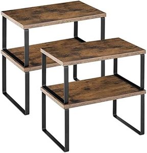 Kitchen Cabinet Shelves Organizer Set of 4 Stackable Counter Shelves Wood Expandable Countertop Organizer