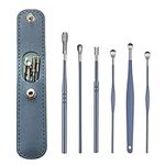 Ear Wax Remover,6 Pcs Premium Stainless Steel Ear Wax Removal Kit Ear Curette Ear Cleaner Tools for Children and Adult Earwax Removal Kit Cleaning Kit with Portable Bag (Blue)