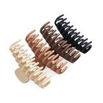 JOYOYO 4 Pcs Hair Claw Clips, Thick Hair Jaw Clips For Women and Girls, Lightweight Non-slip with Comb Teeth Strong Hold Large Size 4.3 Inch