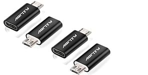 New USB C Female to Micro USB Male Adapter (4Pack), Micro USB Adaptor, Micro USB to USB C Adapter fast charger Power cable plug strip extender for Nexus Nokia LG Xbox PS Kindle Samsung Galaxy Devices