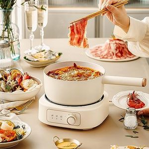 Electric Hot Pot with Steamer, 2.5L Shabu Shabu Hot Pot Electric Non-Stick Split Hot Pot for Family Cooking Party, Multi-Function Ramen Cooker, Oatmeal, Steak, Camping Pot
