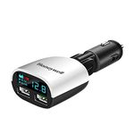 Honeywell Dual USB with LED Display Car Charger, 24W Dual USB Charger, QC 3.0 Fast Charging, Compatible with iPhones, Smartphones, Tablets, Smartwatches, Power Banks, Dashcams - Black