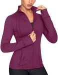 QUEENIEKE Women Athletic Jackets Cottony-Soft Full Zip Slim Fit Workout Running Jacket with Pockets 210503, 1-raspberry, Large