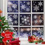 1000+ PCS Christmas Window Clings, 25+ Designs Snowflake Static Stickers Window Decoration Xmas Ornaments Reusable Frozen Party Supplies New Year Decals for Winter Holiday (10 Sheet)