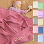 Personalized Soft Knit Baby Blanket with Name for Newborn Girl and Boy,Personalized Embroidered Chunky Knit Baby Blanket,Made in USA（Pink Series ）