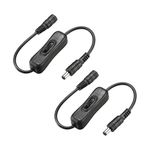 sourcing map DC Power Splitter with Switch 1 Female to 1 Male 5.5mm x 2.1mm Y Adapter Cable for CCTV Camera LED Strip Light 2Pcs