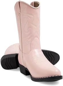 Premium Kids Cowboy Boots - Comfort Fit Toddler Boots - Boys & Girls Durable & Stylish Western Wear for Young Riders (Pink)