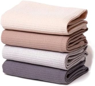 Torchons de Cuisine | Torchons Vaisselle de 45x65cm | Lot de 4 torchons | Torchons de Cuisine Coton en Quatre Couleurs | 100% Coton | Super Absorbant et Tissu gaufré