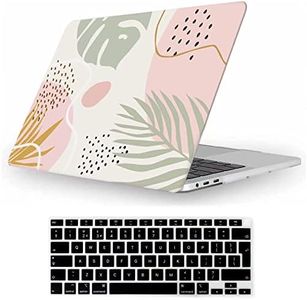 Fancity Funda Compatible con MacBook Air de 13 Pulgadas 2020 2021 A2337 M1 A2179 A1932, Carcasa rígida de plástico Solo Compatible con MacBook Air de 13 Pulgadas con Touch ID 2018-2021, Flow Leaf