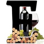 Wine Cork Holder - Metal Monogram Letter E, Black, Large | Wine Lover Gifts, Housewarming, Engagement & Bridal Shower Gifts | Personalized Wall Art | Home Décor