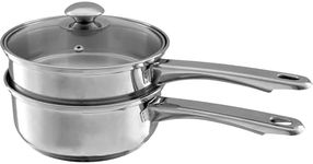 Classic Cuisine Stainless Steel 6 Cup Double Boiler – 1.5 Quart Saucepan 2-in-1 Combo with Vented Glass Lid-Kitchen Cookware with Measurements, Medium