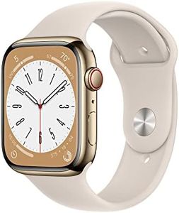 Apple Watch Series 8 [GPS + Cellular 45 mm] Smart Watch w/Gold Stainless Steel Case with Starlight Sport Band. Fitness Tracker, Blood Oxygen & ECG Apps, Always- On Retina Display, Water Resistant