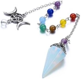CrystalTears Opal Healing Crystals Pendulum Natural Crystal Stone Point Pendulums for Dowsing Meditation Divination Tool Spiritual Crystal Gifts for Witchcraft Crystal Grid Positive Energy