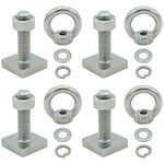 4 Count T-Bolts for Roof Rack, M8 Female Thread Lifting Eye Nut with T-Slot Bolt | 304 Stainless Steel | Heavy Duty T-Slots T-Track Bolts with Nuts Washer Barrels Kit for Kayak Ski Bike Rail Carrier