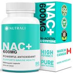 MAXIMUM POTENCY 600mg NAC Capsules (N-Acetyl-L-Cysteine) Supplement, Powerful Antioxidant, Glutathione Support, Liver Support, Vegan, Gluten Free. 90 Easy to Swallow Capsules.