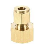 sourcing map Compression Tube Fitting G1/2 Female Thread x 8mm Tube OD Straight Coupling Adapter Brass