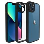 RIGGEAR Shockproof Sleek Hybrid Armor Back Cover Case for iPhone 13 (Clear PC+ Black TPU Bumper)
