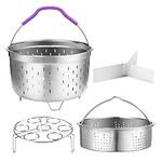 Haswe Steamer Basket for instant Pot Pressure Cooker, Accessories Set Compatible with 5/6/8 Qt InstaPot -18/8 Stainless Steel Strainer Insert with Silicone Handle,Divider,Egg Steamer Rack, 6 Quart