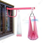 GET IT Baby Hanging Swing Cradle/jhula/Jhoola/Bed/Bedding Set with Mosquito Net Spring and Metal Window Cradle Hanger -(Pink)