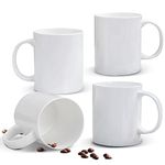 Chulan White Coffee Mugs, 14oz Fine Bone China Coffee Cups, Over 45% Bone Content Porcelain Cups, Lightweight Espresso Cups, Ceramic Mugs with Break Resistant, Dishwasher & Microwave Safe