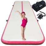 Tumbling Gymnastics Mat Inflatable 10ft 13ft 16ft 20ft Gym Tumble Mats 4 Inch Thickness for Home Use/Training/Cheerleading/Yoga/Water Fun with Electric Pump (Pink,2m)