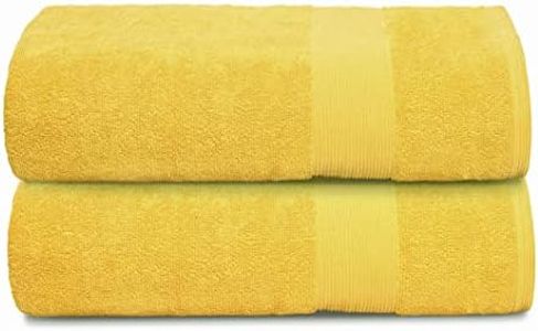 Elvana Home Premium Cotton Oversized 2 Pack Bath Sheet 35x70 - 100% Pure Cotton - Ideal for Everyday use - Ultra Soft & Highly Absorbent - Machine Washable - Yellow