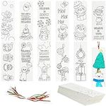 Belle Vous 72 Pack of Colour Your Own Christmas Bookmarks - Kids DIY Blank Book Markers - Xmas Bookmarks for Teachers Rewards, Reading Enthusiasts, Students, Classrooms and Goodie Bag Fillers