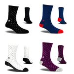 SockSoho Premium Men Cotton Socks Combo (Pack of 4 | Color : Black, White, Blue, Purple I Size: Free (UK 7 to 12) I Full length)