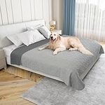 PICK FOR LIFE Waterproof Dog Blanket For Bed, 137cm×208cm Dog Blankets Washable Soft Reversible Puppy Blankets Anti Scratches Dirty for Bed Sofa Furniture (Light/Dark Grey)