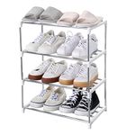 Jucaifu Stackable Small Shoe Rack, Entryway, Hallway and Closet Space Saving Storage and Organization (4-Tier, White)