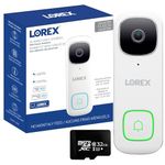 Lorex 2K WiFi Video Doorbell - Home Surveillance Wired Video Doorbell Outdoor Security Camera System - Requires Existing 16-24VAC Doorbell Wiring (White)