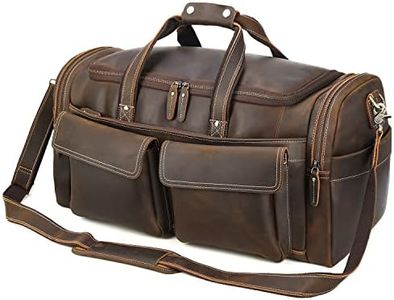 Polare 23" Duffel Retro Thick Full Grain Cowhide Leather Gym Weekender Overnight Luggage Bag 42L
