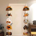 10PCS Halloween Porch Sign Hanging Banner, Halloween Door Banner Decorations, Pumpkin Bat Skeleton Banner for Outdoor Indoor Party Ornament