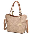 MKF Collection Shoulder Bag for Women, PU Leather Pocketbook Top-Handle Crossbody Purse Tote Satchel Handbag, Kissaten Beige, L