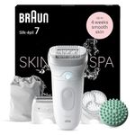 Braun Silk-épil 7 SkinSpa, Epilator with Wide Head for Easy Hair Removal, Wet & Dry, Lasting Smooth Skin, All-in-One Kit, 7-081, White/Silver