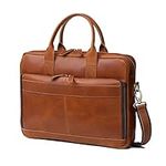 VC VINTAGE COUTURE 16 Inch Leather briefcase Laptop Messenger Bags For Men and Women Best Office College Satchel Bag, 16" Tan Brown, 16 Inch Briefcase, 16" Laptop Briefcase