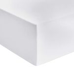 Amazon Basics Jersey Premium Fitted Sheet, White - 140 x 200 cm