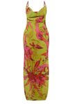 Beaufident Womens Cowl Neck Dress Floral Print Backless Maxi Dresses Wedding Guest Beach Dresses,Spring Green,Medium