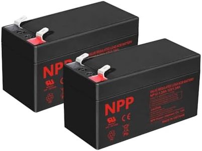NPP 12V 1.2Ah Rechargeable SLA AGM Battery with F1 Terminals (2Pcs), Small 12 Volt Alarm Backup Replacement for ADI/Ademco 484 Security System, Emergency Light, NP1.2-12 UB1213 ML1.3-12