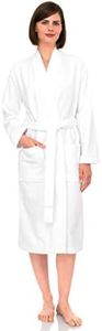 TowelSelections Womens Robe, Kimono Bathrobe for Women, 100% Cotton Knee Length Terry Cloth Robes for Women, White, X-Small-Small