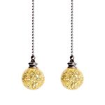 Crystal Ice Crack Ball Blind Cord Chandelier Handle Pull Chain Extension with Connector for Ceiling Light Fan Chain with Yellow Color(Pack of 2)