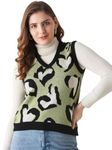 Modeve Self Design V Neck Casual Women Sweater, Mint, L