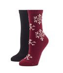 HUE Ecosoft Snow Flake Boot Socks 2-Pair Pack Tomato/Black One Size